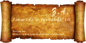 Zakariás Archibáld névjegykártya